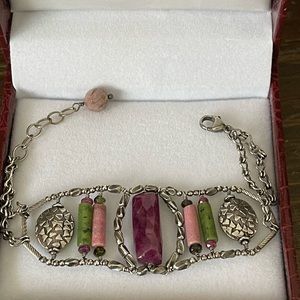 Silver Ruby, Malachite, Pink Quartz Boutique Bracelet